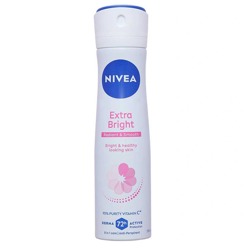 Xịt khử mùi Nivea Extra Whitening khử mùi, ngăn mồ hôi 72h chai 150ml - 1